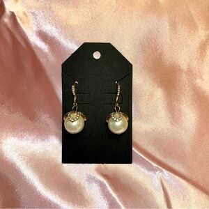 Charter Club - Crystal Pave Pearl and Gold Drop Earrings